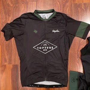 Rapha Toptube Coffee Club Kit with matching bibs. Both Medium.